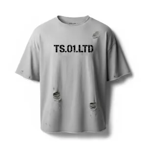 TS.01.LTD Oversize T-Shirt – Limitowana Edycja Raw Design | 240 GSM French Terry z Ręcznie Wykonanym Distressingiem | Teta Sports - 2