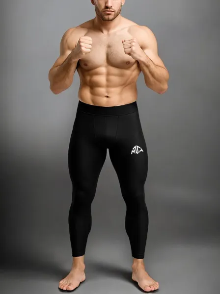 TETA FIGHT GEAR – Męskie getry treningowe PRO FIGHT "MMA" (czarne, lycra premium)