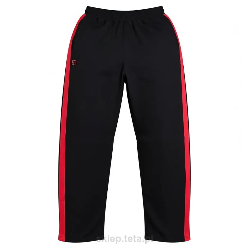 Spodnie treningowe TETA STRIPE – czarne z czerwonym lampasem