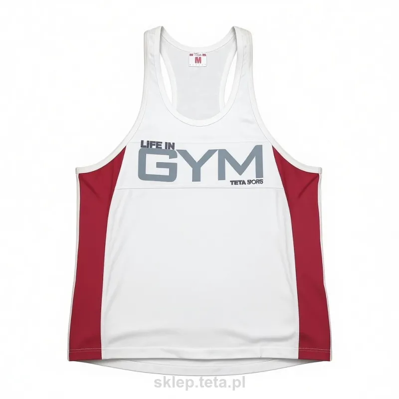 Tank top LIFE IN GYM – biało‑czerwony