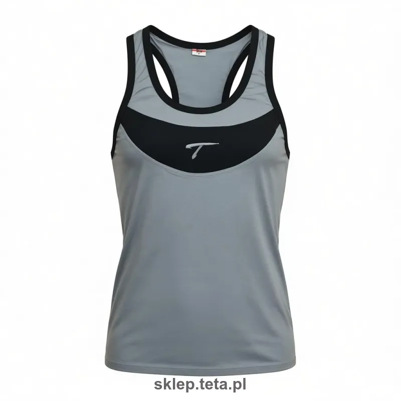 Męska koszulka treningowa z elastanem – szaro‑czarna