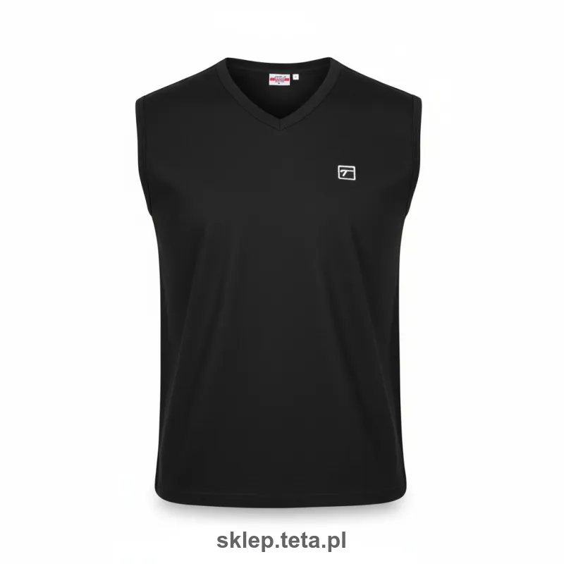 Męska koszulka bez rękawów TETA SPORTS – grafitowa bawełna z elastanem, dekolt V.