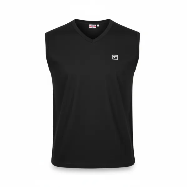 Męska koszulka bez rękawów TETA SPORTS – grafitowa bawełna z elastanem, dekolt V.