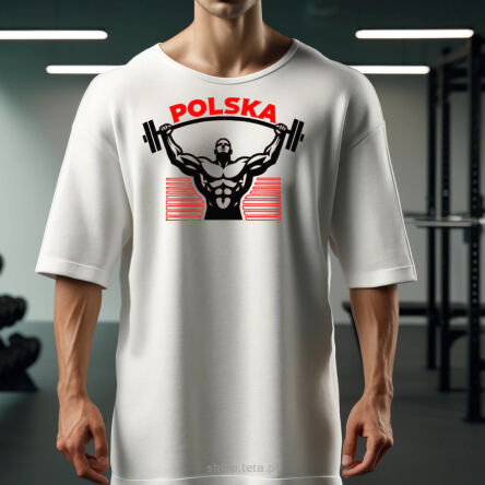 Oversize Rag Top „POLSKA” z Motywem Sztangi – Kolekcja Patriotyczna | Teta Sports